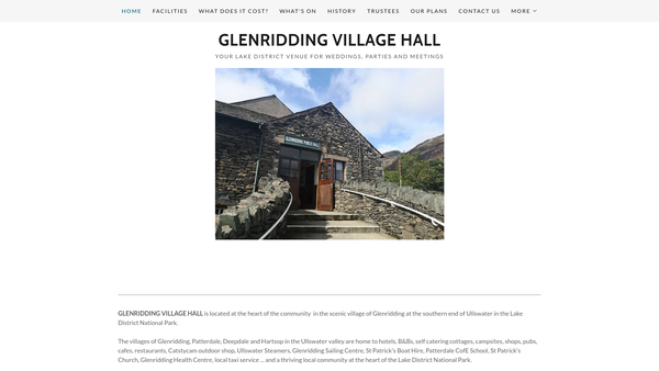 Screenshot of the Glenridding Public Hall website