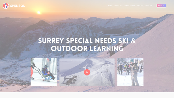 Screenshot of the Surrey Special Needs Ski And Outdoor Learning Charity website