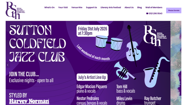 Screenshot of the Royal Sutton Coldfield Community Town Hall Trust website