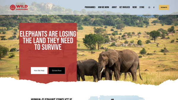 Screenshot of the Wild Survivors website