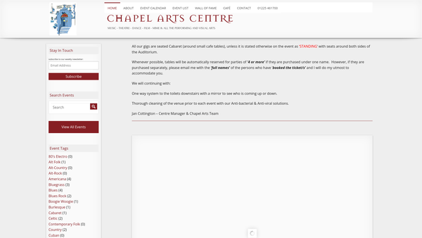 Screenshot of the Chapel Arts Foundation website