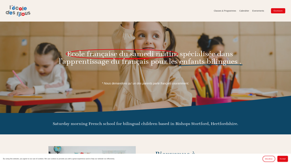Screenshot of the L'ecole Des Filous website