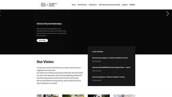 Screenshot of the The Parochial Church Council Of The Ecclesiastical Parish Of Christ Church, Walmsley With St Andrews, Bromley Cross website