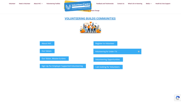 Screenshot of the Havering Volunteer Centre website
