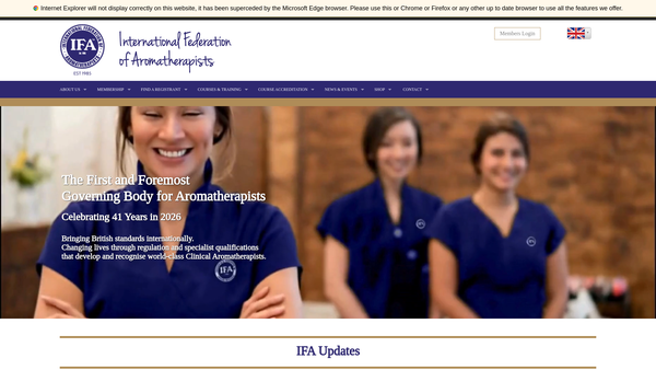 Screenshot of the The International Federation Of Aromatherapists website