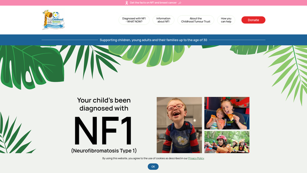 Screenshot of the Childhood Tumour Trust website