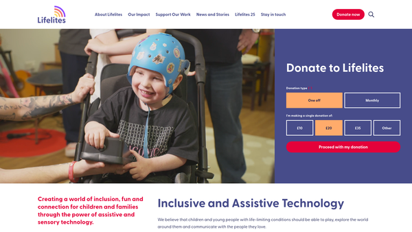 Screenshot of the Lifelites website