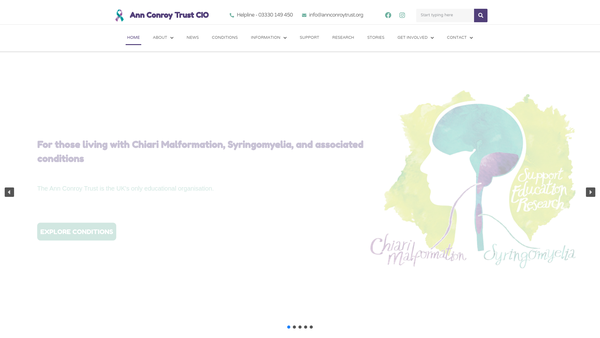 Screenshot of the Ann Conroy Trust CIO website