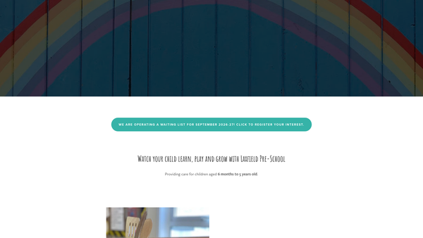 Screenshot of the Laxfield Pre School website