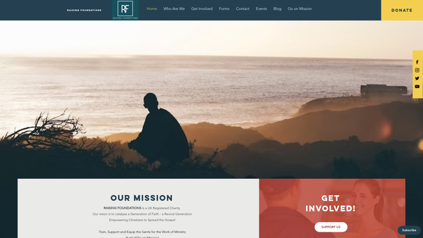 Screenshot of the Raising Foundations website