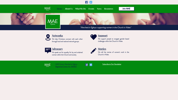 Screenshot of the Maecymru Merched A'r Eglwys website