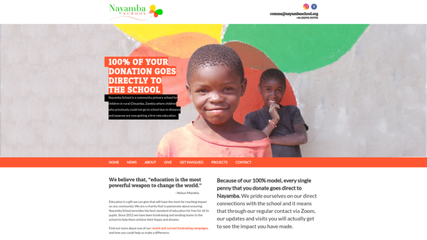 Screenshot of the The Nayamba Trust website