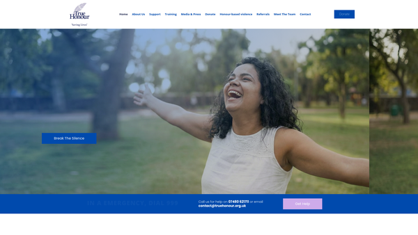 Screenshot of the True Honour website