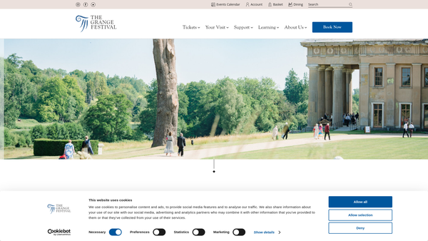 Screenshot of the The Grange Festival website