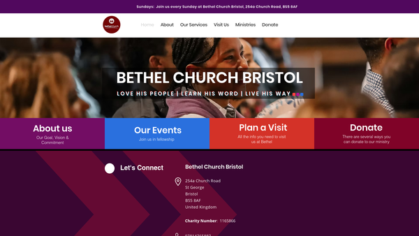 Screenshot of the Bethel Apostolic Church Of Jesus Christ Bristol CIO website