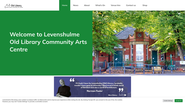 Screenshot of the Levenshulme Old Library website