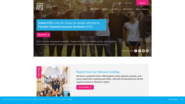 Screenshot of the Action FCS website