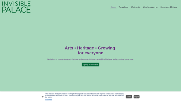 Screenshot of the Invisible Palace website