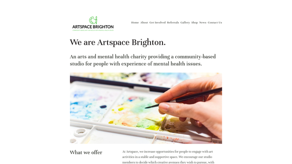 Screenshot of the Artspace Brighton website