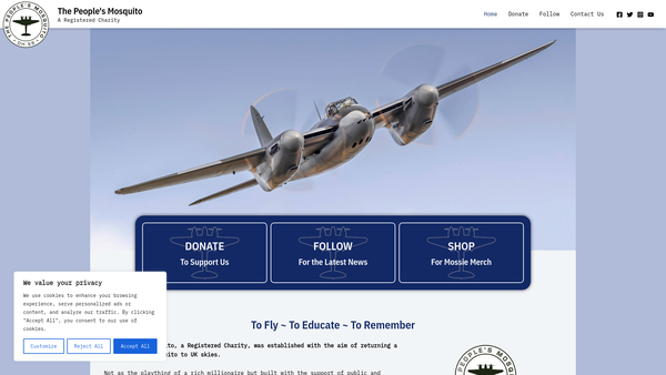 Screenshot of the The People's Mosquito Limited website