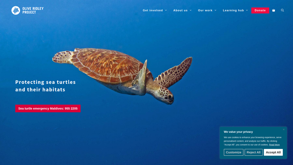 Screenshot of the Olive Ridley Project website