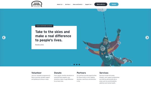 Screenshot of the Good Shepherd Services website