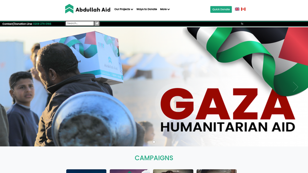 Screenshot of the Abdullah Aid website