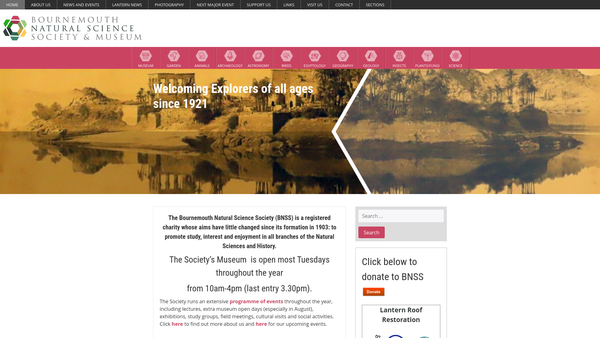 Screenshot of the Bournemouth Natural Science Society website
