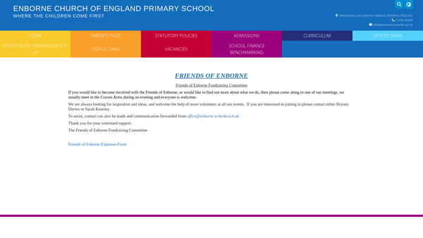 Screenshot of the Friends Of Enborne School website