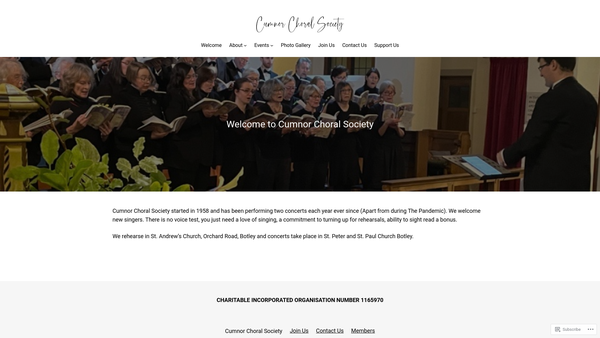Screenshot of the Cumnor Choral Society CIO website