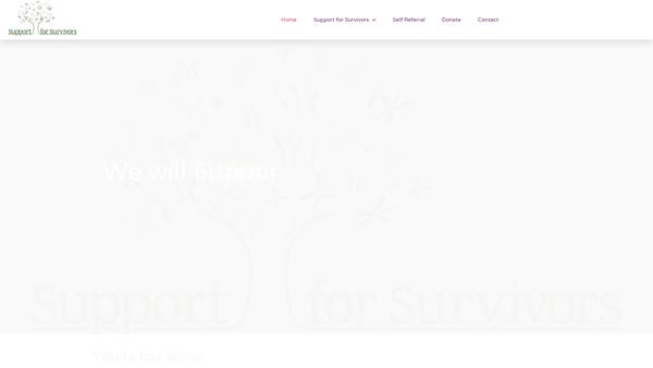 Screenshot of the Support For Survivors website