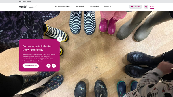 Screenshot of the YMCA Centres (South Molton) website