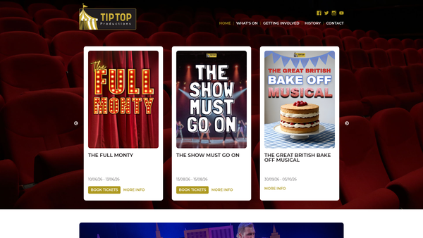 Screenshot of the Tip Top Musicals Ltd website