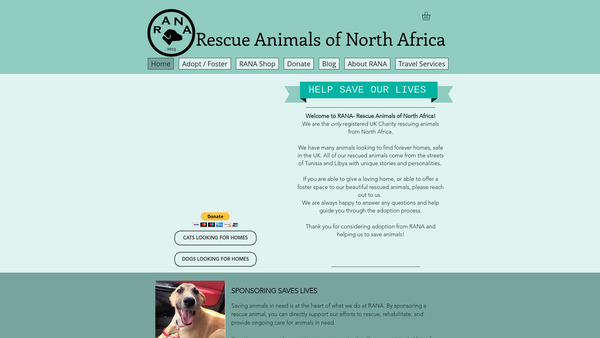 Screenshot of the Rescue Animals Of North Africa website