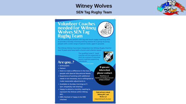Screenshot of the Witney Wolves Rugby Foundation website