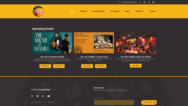 Screenshot of the Rebetiko Carnival website