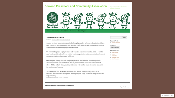 Screenshot of the Sowood Pre-School And Community Association website