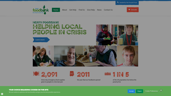Screenshot of the Neath Foodbank website