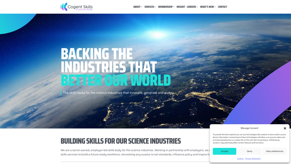Screenshot of the Cogent Skills Limited website