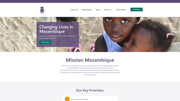 Screenshot of the The Mission Mozambique Trust website