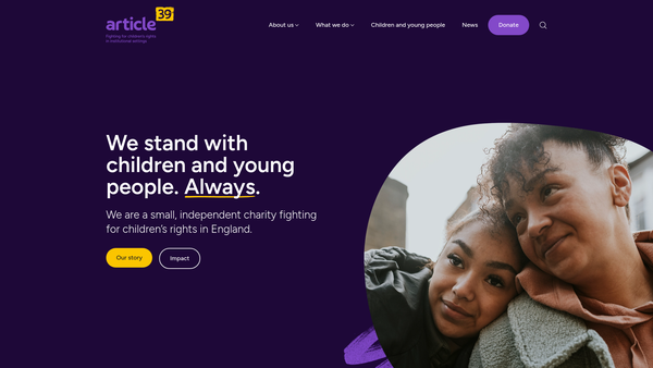 Screenshot of the Article 39 website