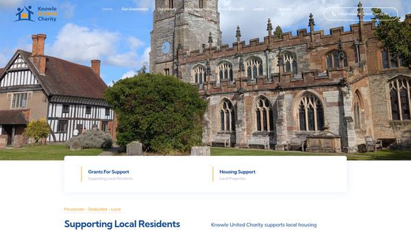 Screenshot of the Knowle United Charity website