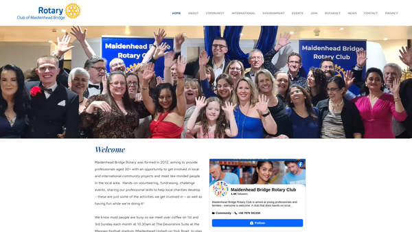 Screenshot of the Rotary Club Of Maidenhead Bridge Trust Fund website