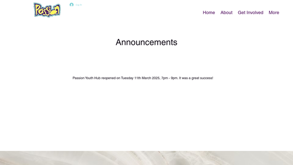 Screenshot of the Passion Youth Project website