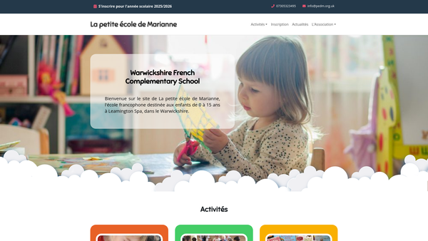Screenshot of the Warwickshire French Complementary School website