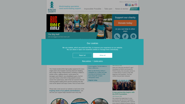 Screenshot of the The Royal National Orthopaedic Hospital Charity website