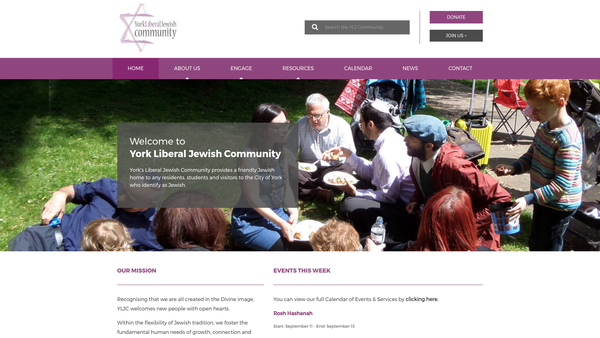 Screenshot of the York Liberal Jewish Community website