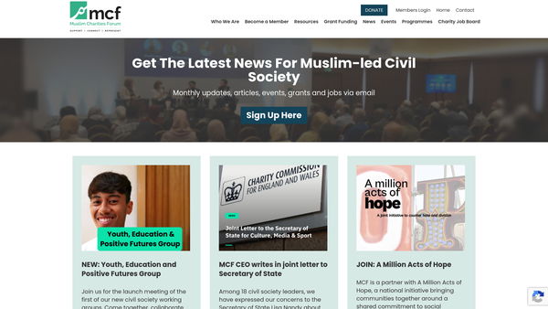 Screenshot of the Muslim Charities Forum website