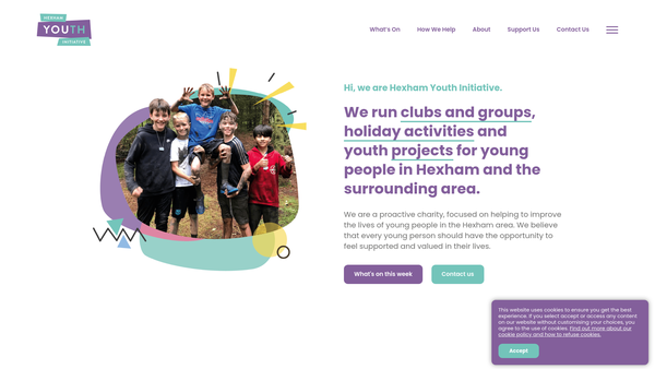 Screenshot of the Hexham Youth Initiative website