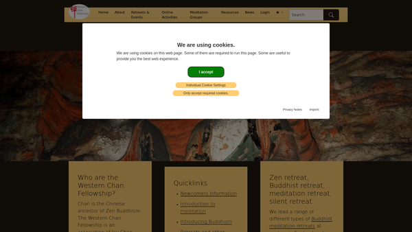 Screenshot of the Western Chan Fellowship CIO website
